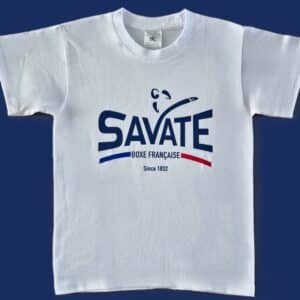 Tee-shirt Blanc, Bleu marine SAVATE boxe française - Enfant