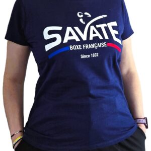 Tee-shirt Femme SAVATE boxe française - Bleu et Blanc