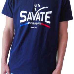 Tee-shirt Homme SAVATE boxe française - Bleu et blanc